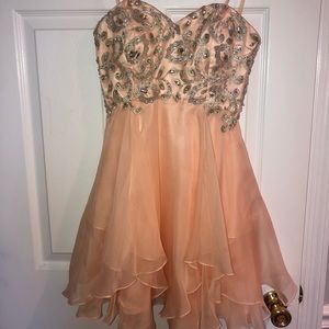 Short light pink/peach sparkly ball dress!